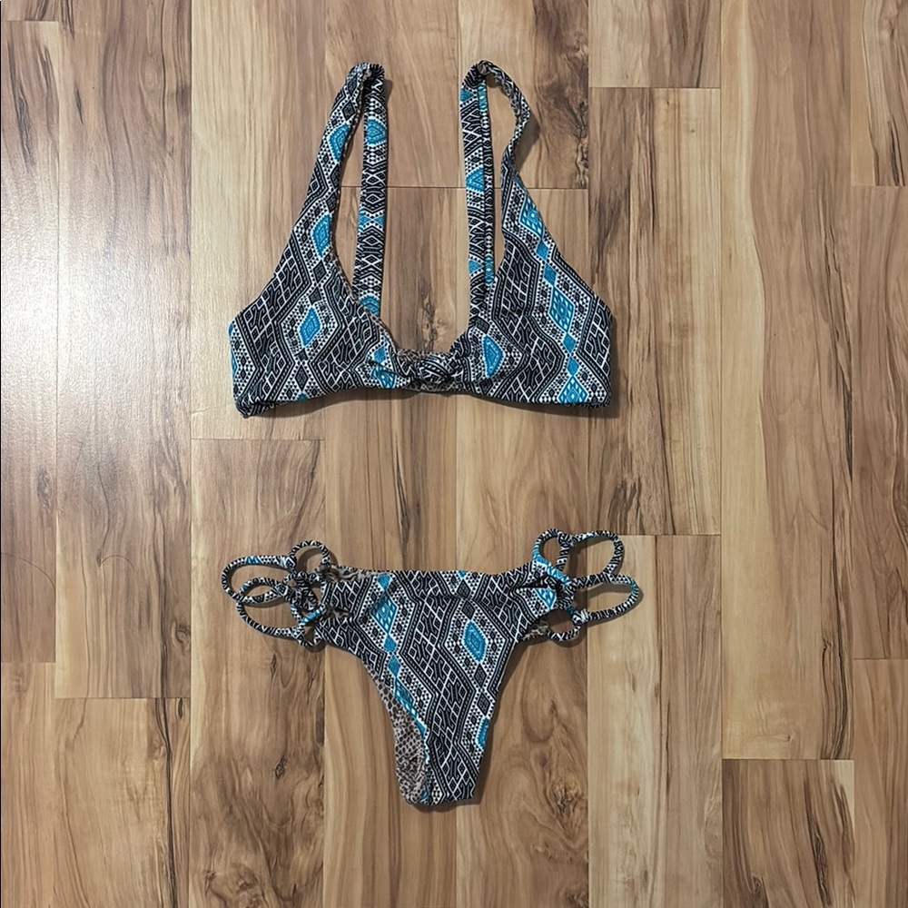 Acacia Blue and White Thai print Bikini Set